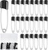 50 Pieces Diaper Pins Safety 2.2 Inch Plastic Head Cloth Diaper Nappy Pins with Locking Closures, Black Velvet Bag