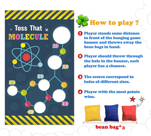 Science Toss Games Banner Backdrop, Chemistry Toss that Molecule Theme Decor for School Laboratory