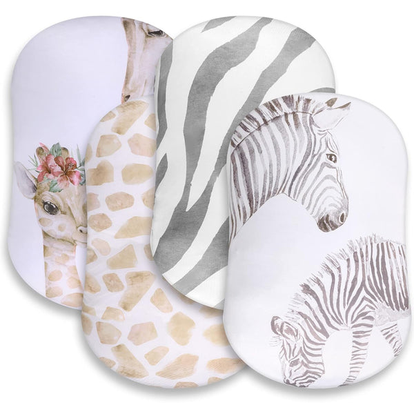 Rtteri 4 Pcs Baby Bassinet Sheets Soft Fitted for Baby Boys Girls
