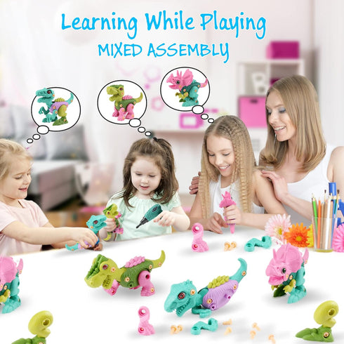 3 4 5 6 3-5 5-7, Set FREE TO FLY Dinosaur Toys for Years Old Girls, Take Apart Dinosaur Learning Toys for Kids STEM