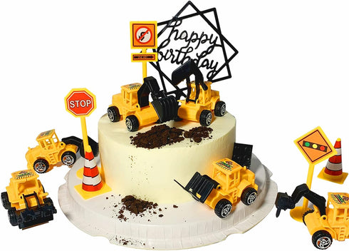 SEERMIA 11-pieces mini construction vehicles Cake Decoration Set truck cake toppers construction birthday