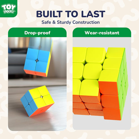 Set 10 Pack 2x2 3x3 4x4 5x5 STEAM Life Speed Cube Magic Cube | Includes Speed Cube, Pyramid Cube, Megaminx Cube Puzzle