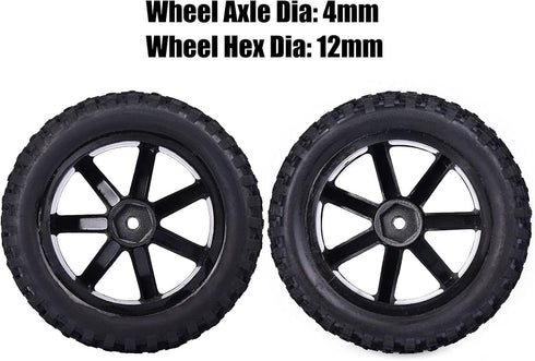 12mm Hex 2.2'' Pre-Glued RC Buggy Wheels and Tires, Out Dia. 3.5'' for 1/10 1/12 1/14 1/16 Off-Road RC Buggy Truck