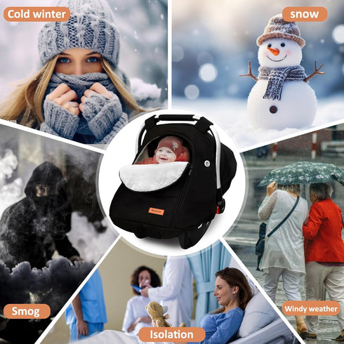 MARLIFER Cozy Waterproof Winter Baby Car Seat Cover, Carseat Cover Boys, & Warm Cover, Infant Car Seat Canopy