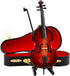 Dselvgvu Wooden Miniature Double Bass - Mini Musical Instrument Collectible with Stand, Bow, and Case