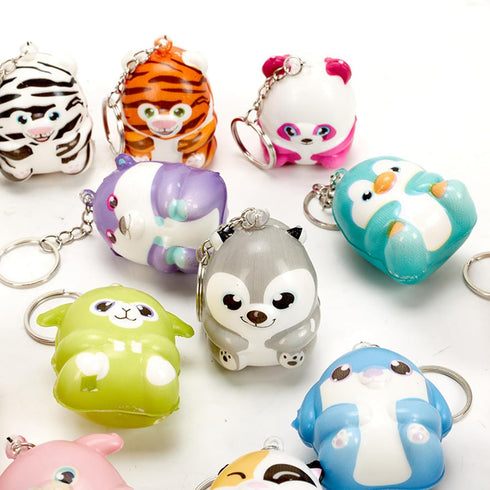 20 Packs Animal Squishies Toys Keychains Set, Mini Stress Relief Squeeze Toys for Kids Birthday Gifts