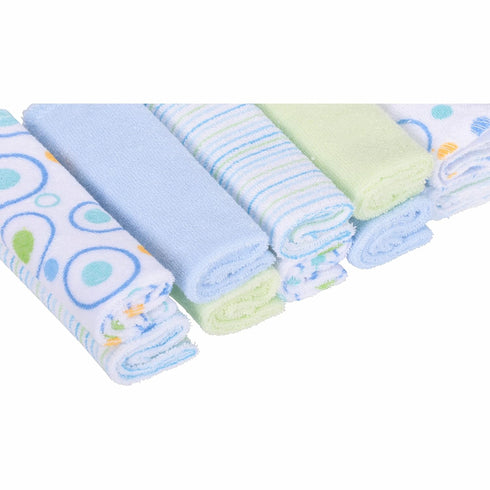 Spasilk Soft Terry Washcloth Wipes Set for Newborns, Pack of 10, Blue Circles