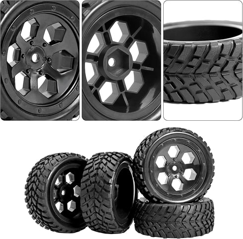 RC Station 12mm Hex RC Wheels and Tires for Hyper Go H16BM H14BM, 1/14 1/16 with Foam Inserts