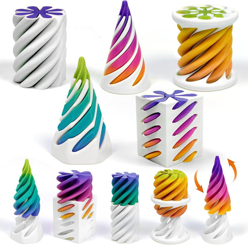 5 Pack Impossible Passthrough Fidget Toy, 3D Printed Impossible Cone, Rainbow Gradient