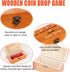 Wooden Penny Game, Coin Drop Game with 50 Coins, Wooden Game Box and 1 Dice for Family Fun Interaction