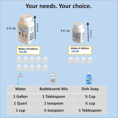 Bubbleventi Giant Bubble Mix | 100% Vegan Non-Toxic Powder Makes 10 Gallons of Premium Bubble Solution for Kids