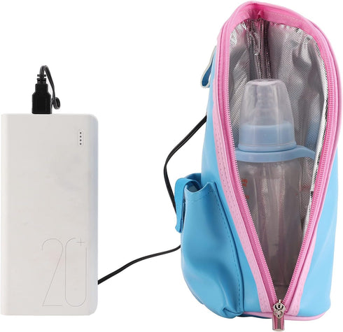 ZJchao USB Baby Bottle Warmer Bag in Blue Roseate