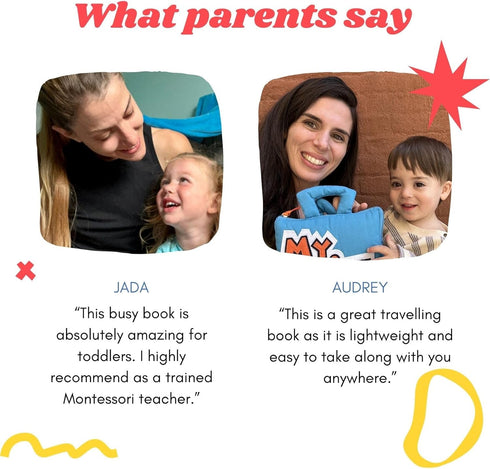 My Quiet Book - Toddler Travel Toys for Ages 1-4, Montessori Busy Book with 10 Activities