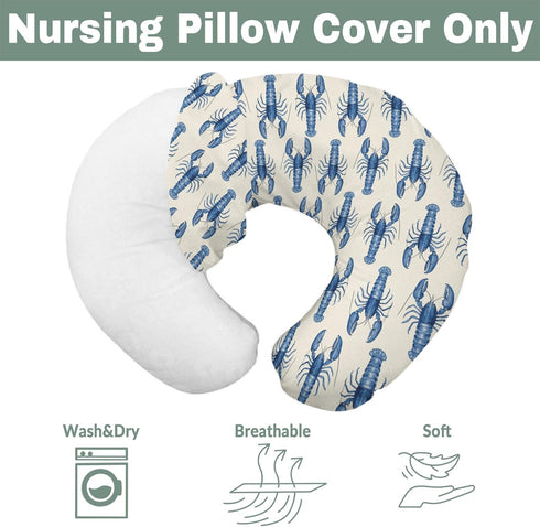 Summer Blue Lobster Baby Nursing Pillow Covers for Boy Girl Nautical Marine Animal Nursery Slipcovers for Breastfeeding