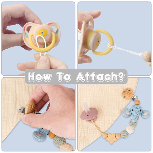 LSTRAGY 2 Pack Pacifier Clip, Pacifier Holder for Boys and Girls, Cute Deer Handmade Knitted Christmas Pacifier Clip