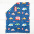 Set 1 Boys Toddler Bedding Navy with Colorful Cars Includes Boys Comforter, Flat Sheet, Fitted Sheet and Pillowcase