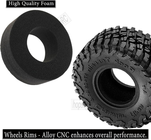 4PCS RC Crawler Rubber Tires, 1.0in Black Wheels for 1/18 1/24 TRX4M, SCX24, FCX24