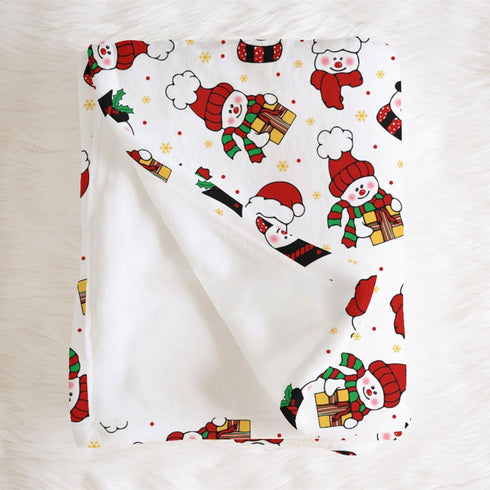 SqtmuHLuo Red Christmas Snowman Baby Blanket for Boys Girls Christmas Watercolor Cute Snowman