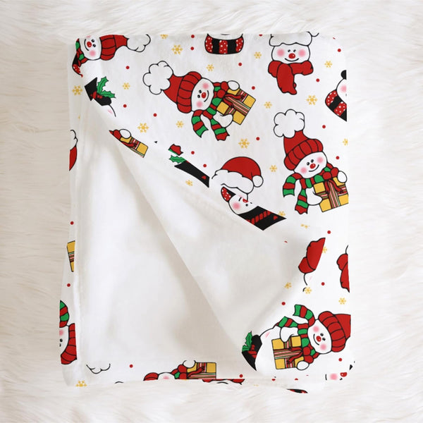 SqtmuHLuo Red Christmas Snowman Baby Blanket for Boys Girls Christmas Watercolor Cute Snowman