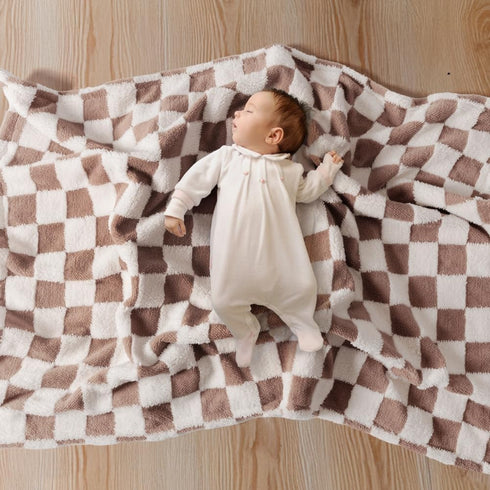FIGEPO Soft Black and White Checkered Baby Blankets for Unisex Girls or Boys Breathable Gender Neutral Nursery Double