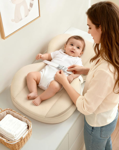28"16", Baby Changing Pad, Waterproof Wipe-Clean PU Leather with High-Density Foam, Non-Slip Contoured Cushioned Edges
