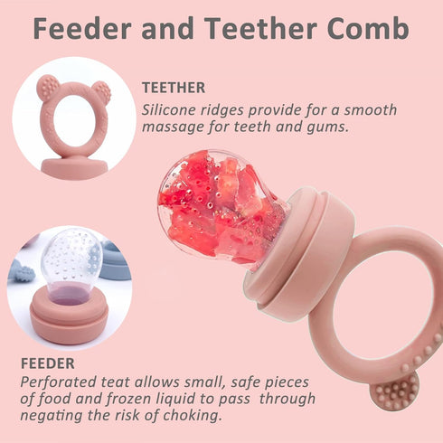 Set, JEXFUN Silicone Baby Fruit Food Feeder Pacifier & Freezer Tray Breastmilk Popsicle Mold for Teething, Silicone