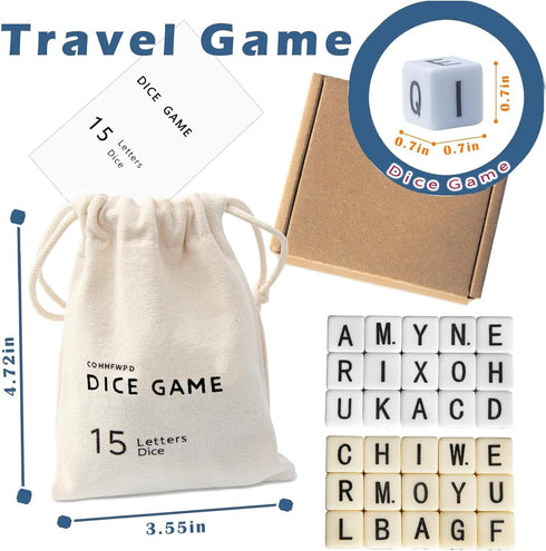 2 Sets 30 Full Alphabet Crossword Dice Game | Upgraded | of Word Dice - Large Lettered Dice | Fun Family, Travel