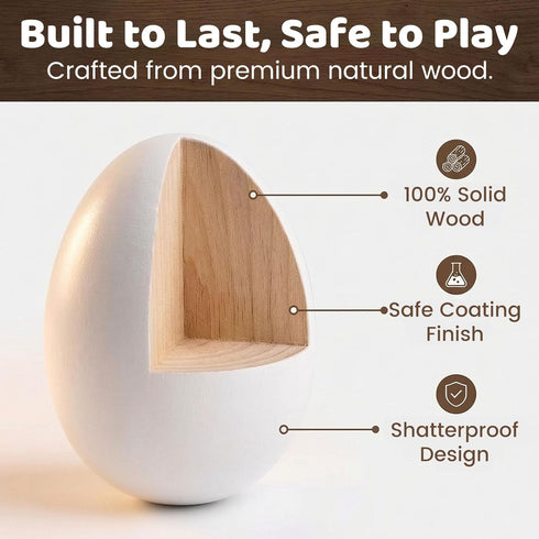 15 SallyFashion PCS Fake Easter Eggs, Wooden Play Kitchen Egg Toys for Kids Dying Painting Egg Hunts Basket