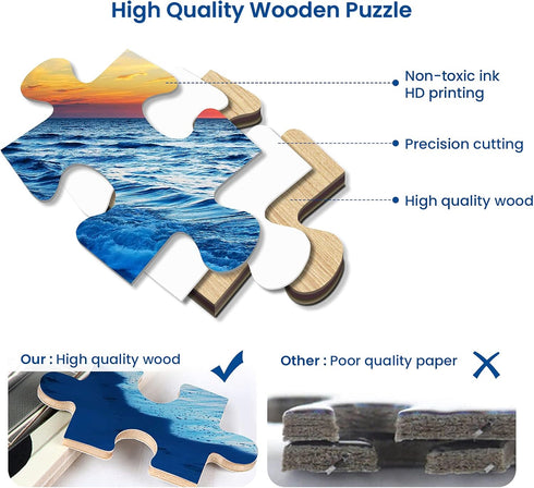 1000 Pieces Wooden Jigsaw Puzzle for Adults - Hawaiian Sunset Beach Art Home Decor DIY Gift for Mom, Wife, Friend