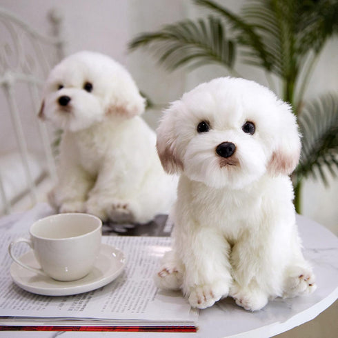 Tiny Heart Simulation Maltese Dog Plush Toys, Realistic 10inch Stuffed Animal for Kids Birthday Gifts and Home Decor