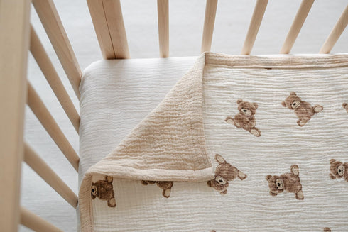 2 47"x 47" Little Jump Layers Muslin Cotton Baby Blankets - Teddy Bear Toddler Quilt Crib Blanket - Gender Neutral Crib
