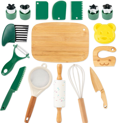 17 Set Set PCS Kids Knife for Real Cooking, Montessori Kitchen Tools for Toddlers, Cooking and Baking for Kids Little