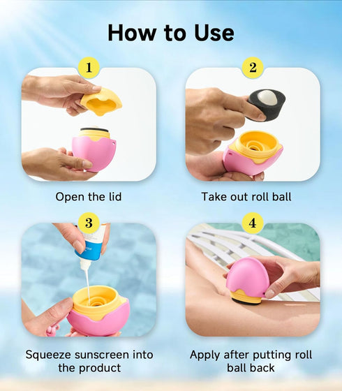 KYHDIYA Sunscreen Applicator,Roll-On Sunscreen Applicator for Kids & Adults-Easy Apply Sun Screen Roller Applicator