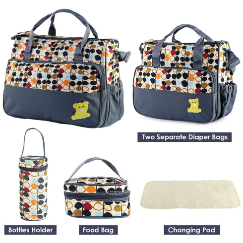 Set 5 Set KOCASO Diaper Tote, Baby Girl Boy Diaper with Changing Pad - PCS Large Travel Hospital Kit - Mom & Dad Gift