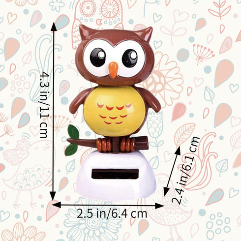 Solar Powered Dancing Owl Figure, Cute Shaking Head Animal for Car Dashboard Decoration (B-Brown)