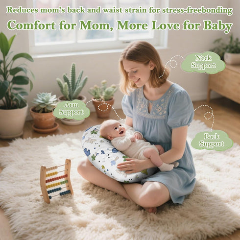 Hypoallergenic,Tummy (0-12Months) Nursing Pillow & Breastfeeding Pillow Ergonomic C-Shape for Breastfeeding & Bottle
