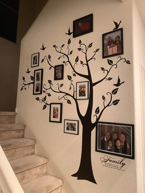 Large Family Tree Wall Decor, DIY Black Photo Frame Sticker Decal Art for Living Room Home Decor