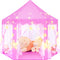 Pink Princess Tent for Girls - Kids Play Tent with LED Star Lights, Castle Playhouse for Indoor Outdoor Games, 55×53