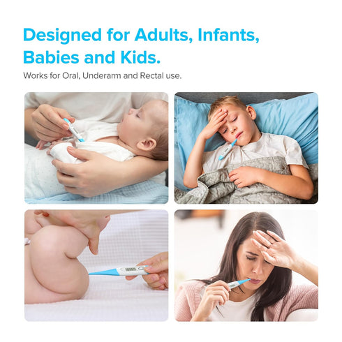 Thermometer for Adults with 10 Seconds Fast Reading, Baby Oral, Rectal or Under Arm Use, Digital with Fever Alarm