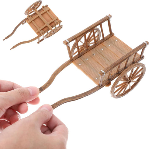 2Pcs STOBOK Miniature Farming Cart Model Dollhouse Miniature Barrows Simulation Cart Ornaments Landscape Decorations