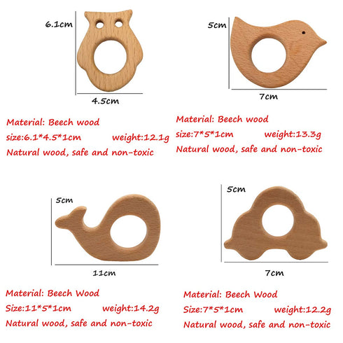 Nature Baby Teething Toys - 11pc Wooden Teether Montessori Set, Organic Infant Teether Handmade Pendant Gift