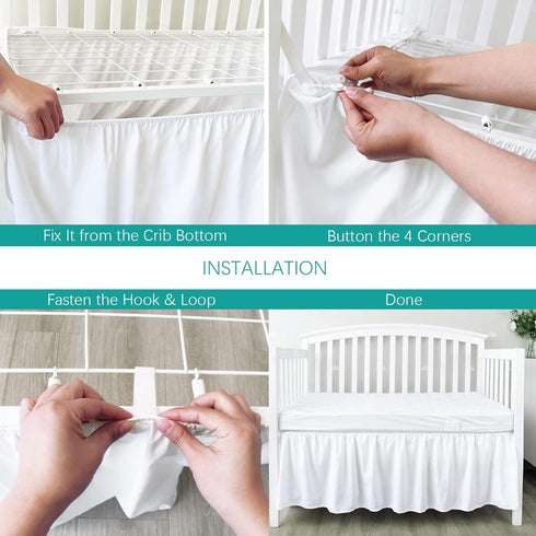 28 52 14 Crib Bed Skirt x with Drop Pleated Dust Ruffle for Baby Boys Girls Elastic Adjustable Fit Toddler Bedskirt