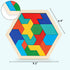 3 Otters Wooden Hexagon Puzzles, Brain Teaser Blocks for Kids, Montessori Educational Shape Pattern Block for All Ages