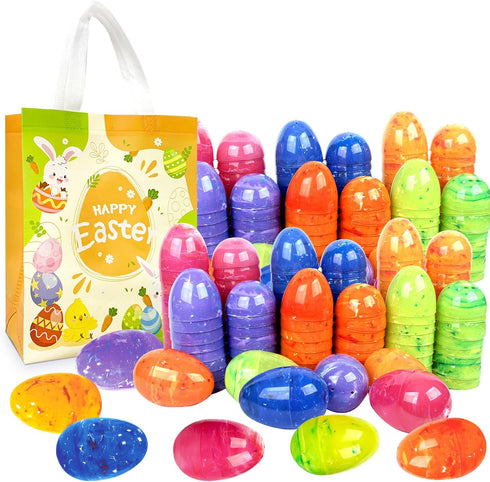Aviski 72Pcs 3.15'' Painted Jumbo Large Iridescent Marble Easter Eggs for Kids