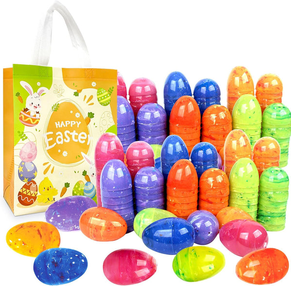 Aviski 72Pcs 3.15'' Painted Jumbo Large Iridescent Marble Easter Eggs for Kids