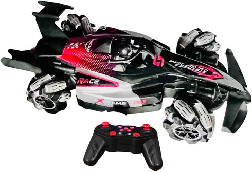 Formula Drift Car with Smoke, LED Lights, 360° Rotation, and Sound for Ultimate Drifting Experience 14"x7" (Red)