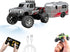 EXVQMU Mini RC Car, 1/64 Scale Mini Remote Control Monster Truck with Trailer,