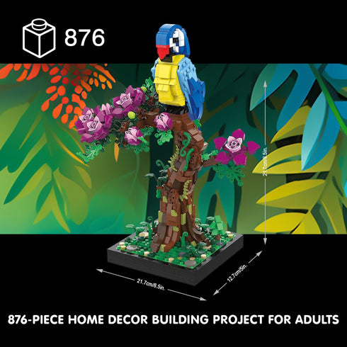 Micro Brick Flower Parrot Toy Building Sets, DIY Plant Model for Home Decor and Office Art