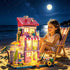 3 1 Set 961 8+ NEWABWN in Pink Girls Beach House Building with Light, PCS Seaside Villa Friends Building Toys