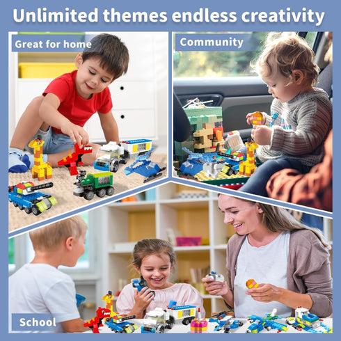 1100 Piece Building Blocks Classic Building Toys, Creative Bulk Sets Compatible with Legos, 17 Colors Mixed, 147 Shapes